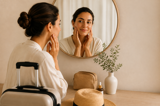 Mujer recibiendo tratamiento facial de armonización antes de sus vacaciones en Clínica Alviva